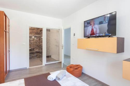Televízia a/alebo spoločenská miestnosť v ubytovaní House Arija