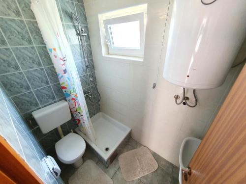 małą łazienkę z toaletą i umywalką w obiekcie Apartman Lu w mieście Vir