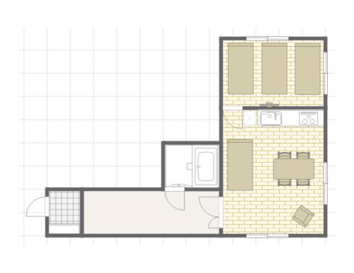 a floor plan of a small brick building at Tomato Takayama Station in Takayama