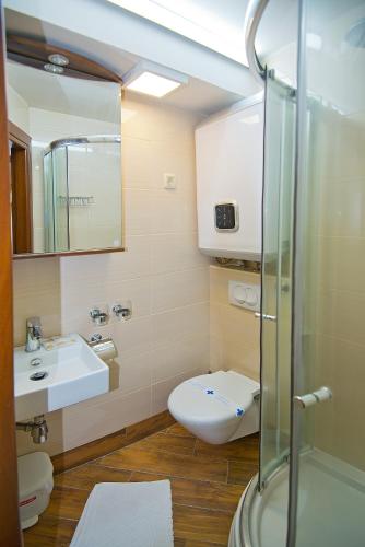 a bathroom with a toilet and a sink and a shower at DIANA MORE in Baška
