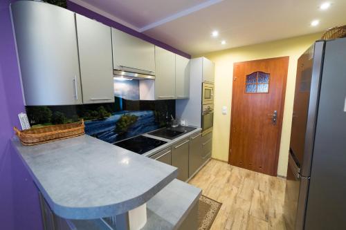 Kuchyň nebo kuchyňský kout v ubytování Cichy Zakątek - Sauna Jacuzzi SPA RELAX SOLINA BIESZCZADY