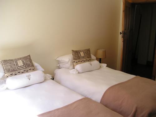 two beds sitting next to each other in a room at Wheatlands Lodge in Bredasdorp