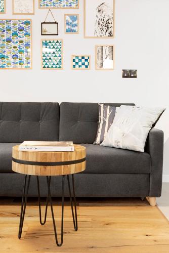 a living room with a couch and a coffee table at Green Deer Premium in Zakopane
