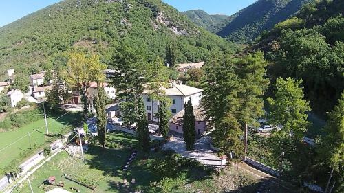 
a scenic view of a large hillside with trees at FonteAntica Agriturismo in Norcia
