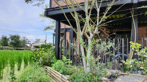 a garden in front of a house at 缽割貓點點 青旅 DianDian hostel in Puli