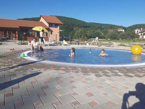 un gruppo di persone in una piscina di 6 topola a Despotovac