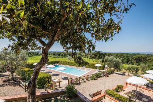 an image of a villa with a swimming pool and a tree at Agriturismo Amina, Winery & Hiking in Vagliagli
