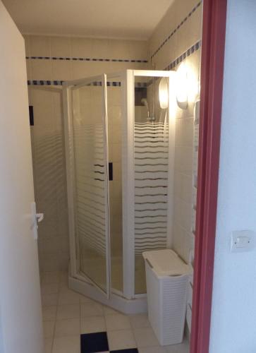une salle de bain avec douche et toilettes dans l'établissement Soleil du Préconil, à Sainte-Maxime