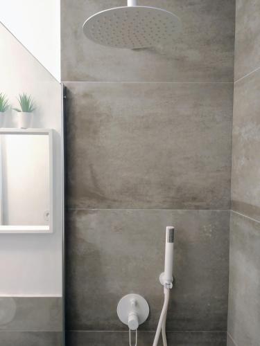 a bathroom with a shower with a toilet in it at APT Slow City Hostel in Pontevedra