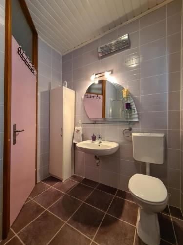 uma casa de banho com um WC e um lavatório em Rafa´s house em Selca