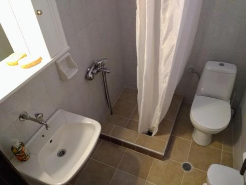 アルカネスにあるVilla Orestisのバスルーム(白いトイレ、シンク付)
