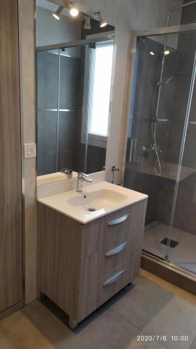a bathroom with a sink and a shower at Calle Lardero Apartamento in Logroño