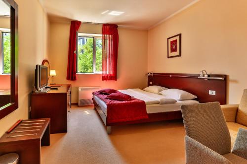 Un pat sau paturi într-o cameră la Hotel Max Prestige