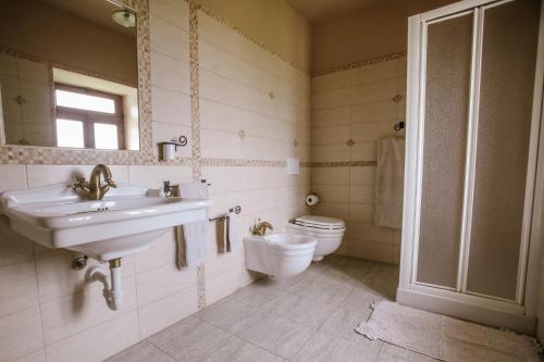 a bathroom with a sink and a toilet at Il Pozzo Fiorito in Cossombrato