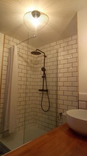 W łazience znajduje się prysznic i umywalka. w obiekcie Karukera Lodge w mieście Le Gosier