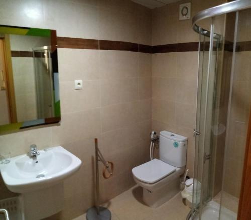ラシェにあるApartamentos de uso turisticoのバスルーム(トイレ、洗面台、シャワー付)