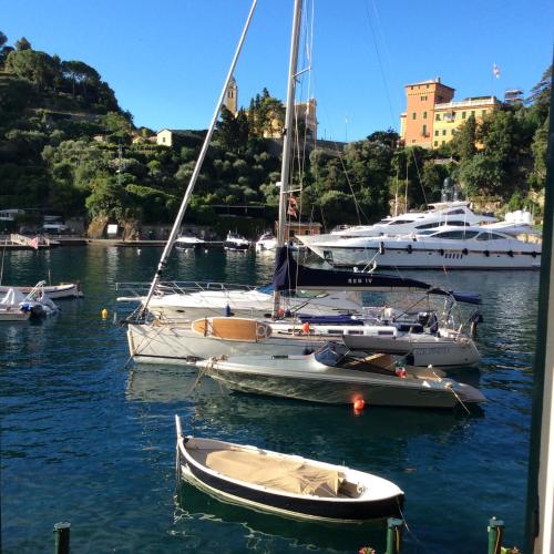 a group of boats are docked in a harbor at Pieds dans l'eau à Portofino by PortofinoVacanze in Portofino