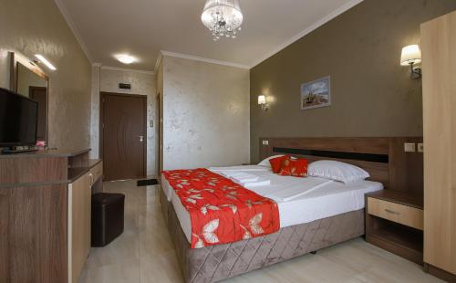 Guesthouse Phoenix في ابزور: غرفة فندق بها سرير وتلفزيون