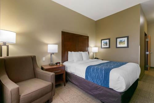 Säng eller sängar i ett rum på Comfort Inn & Suites Near University of Wyoming