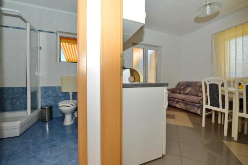 a bathroom with a sink and a toilet in a room at Apartments Blaza in Božava