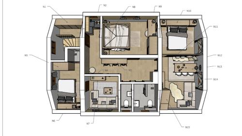 a drawing of a floor plan of a house at Chata Marguška - U Fera in Oščadnica