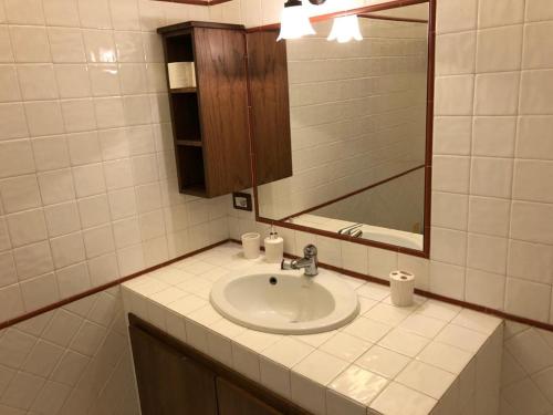 a bathroom with a sink and a mirror at ANTICA TENUTA CELOTTO in Vico Equense