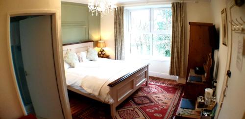a bedroom with a bed and a large window at Fairhaven in Betws-y-coed