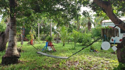 a hammock hanging from a tree in a yard at Wandee Resort Bankrut in Ban Krut