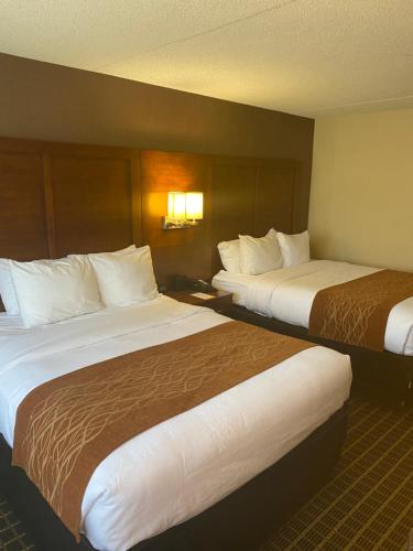 two beds sitting in a hotel room with at Comfort Inn in Springfield