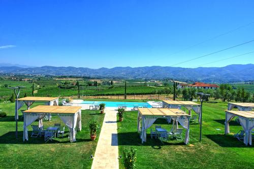 a villa with a swimming pool in a green field at Il Sole di Vino by PosarelliVillas in Vinci