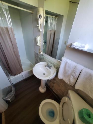 a bathroom with a toilet and a sink at Sands Motel Niagara Falls in Niagara Falls