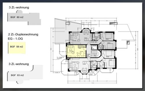 a drawing of a floor plan of a house at Haus Shangri-La in Saas-Fee