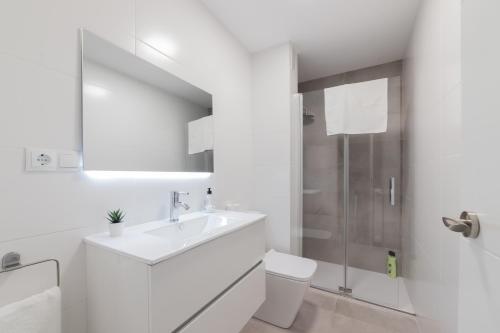 a white bathroom with a toilet and a sink at Apartamento el centro in Logroño