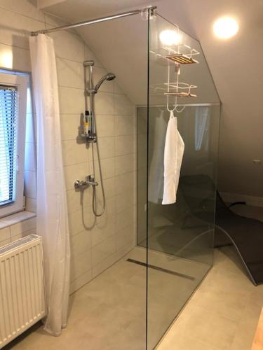 Koupelna v ubytování Apartma na hüti