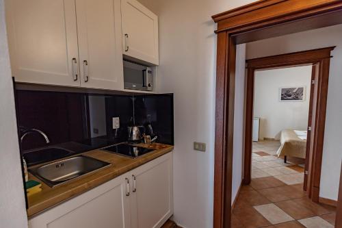 cocina con fregadero y encimera en Adriatic Apartment en Ulcinj