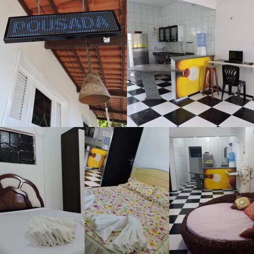 un collage de photos d'une cuisine et d'une chambre dans l'établissement CASA DE LA ABUELA, à Quixeré