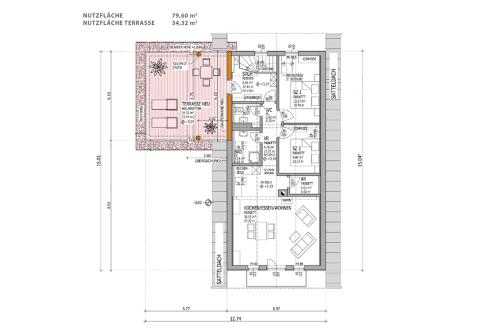 a plan of a building with a floor plan at Ferienwohnung Wieserberg in Dellach
