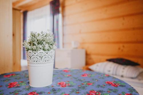 Postel nebo postele na pokoji v ubytování Domki i Pokoje obok Term Chochołów U Tadka