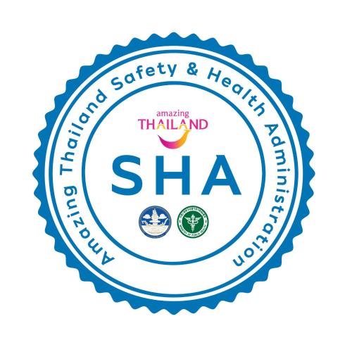 a label for a thailand sha mortar safety and health clinic at Jiraporn Hill Resort in Patong Beach