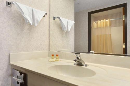 a bathroom with a sink and a mirror at Days Inn by Wyndham Phoenix North in Phoenix