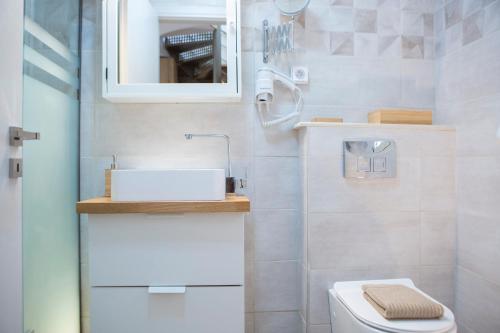 a bathroom with a toilet and a sink and a mirror at KTENA RESIDENCE-Ktena Accomodation in Nydri