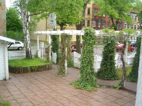 a group of trees with ivy growing around them at Apart Hotel Taucha in Taucha