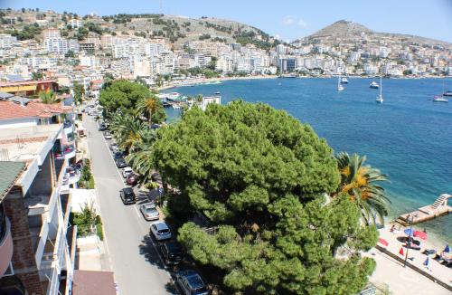 a view of a city and the water at Republika Hotel in Sarandë