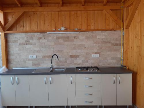 a kitchen with a sink and a counter top at VILA IRINA in Mangalia