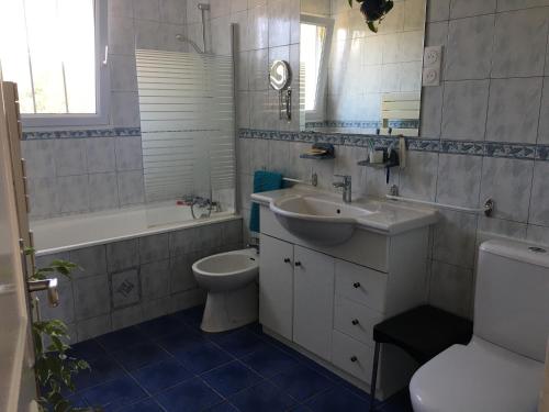 a bathroom with a sink and a toilet and a tub at JARDIN DE CAMPAGNE in Ully-Saint-Georges