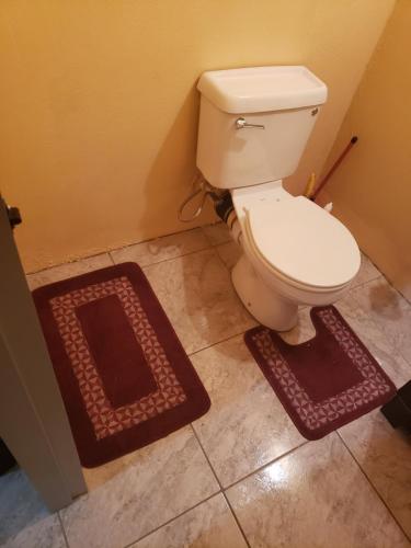 a bathroom with a toilet in a room at CASTLE VIEW VILLA in Diamond