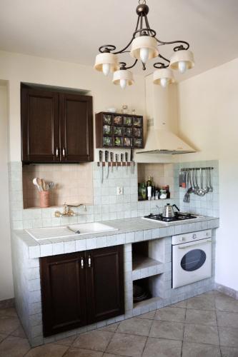 a kitchen with a sink and a stove at Quo Vadis Lounge Bed & Breakfast in Kazimierz Dolny