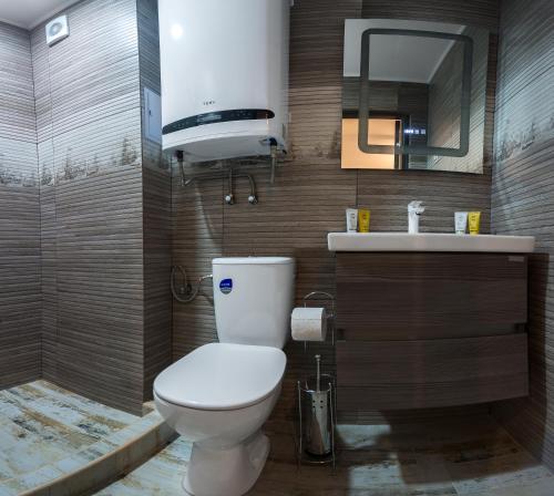 uma casa de banho com um WC e um lavatório em Studio Darius Saturn em Saturn