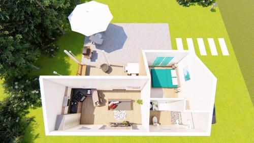 an overhead view of a model of a house at Sweety Paradise jacuzzi ,intimité zénitude et plages in Sainte-Rose