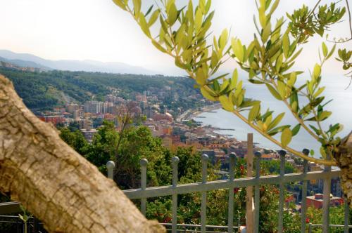 a view of a river and a city at Residence Villa Beuca in Cogoleto
